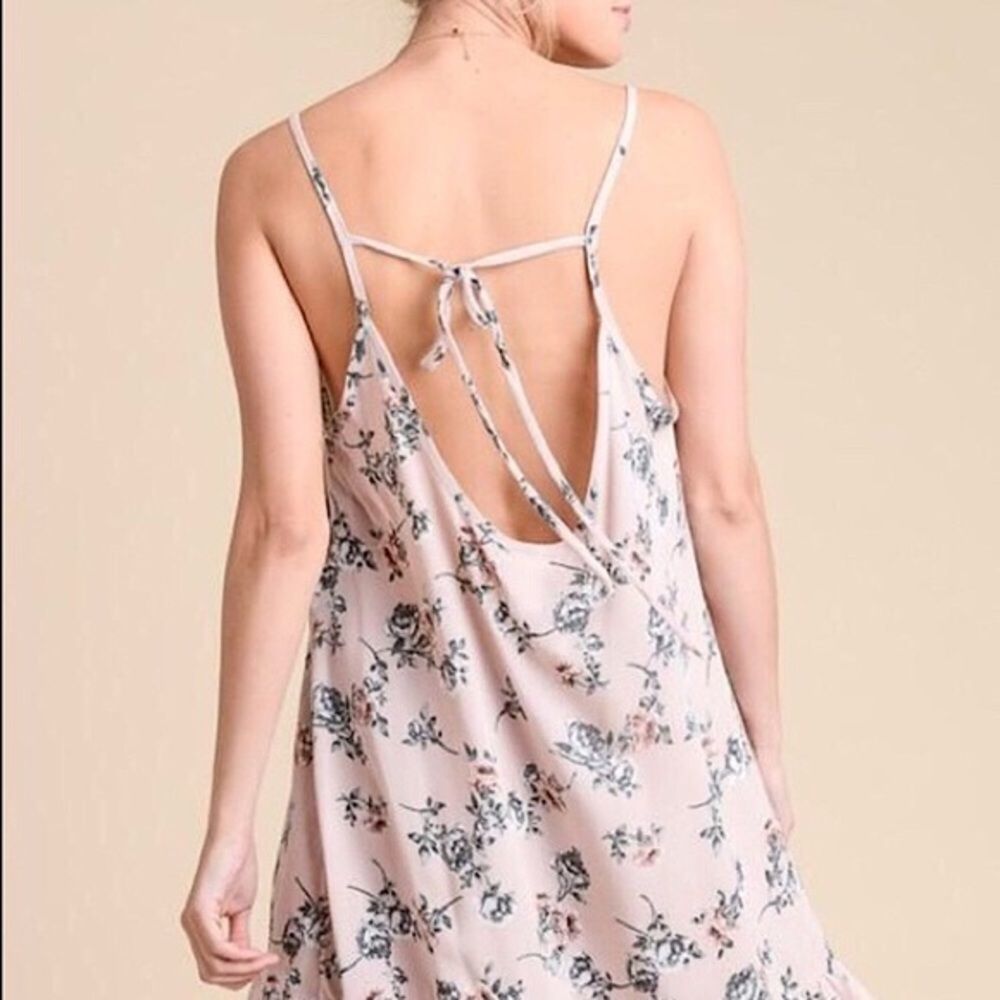 Blush Toned Floral Hi-Lo Slip Dress Layering Top Sz M/L
